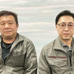 永山亮社長（左）とインテリアを担当した大島秀二さん