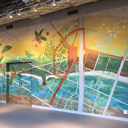 小岩駅前のドトールコーヒーショップに描いた、地域愛にあふれるコミッションアート 小岩駅前のドトールコーヒーショップに描いた、地域愛にあふれるコミッションアート