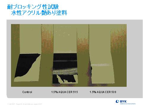 耐ブロッキング性試験 水性アクリル艶あり塗料